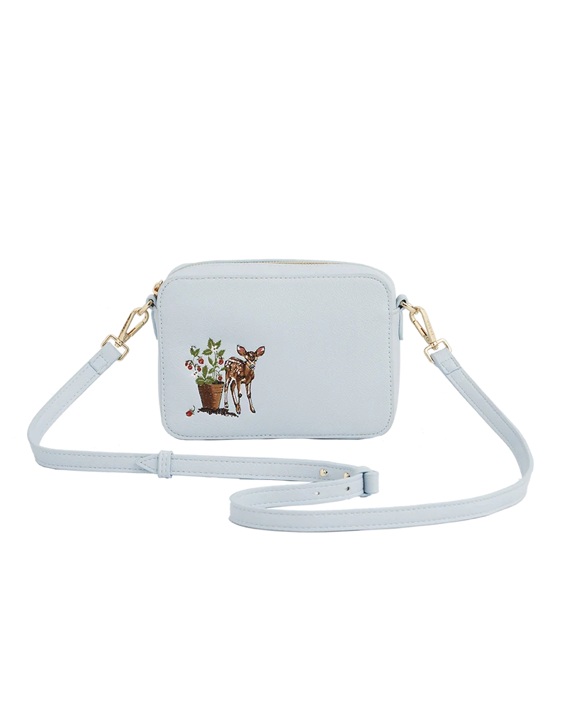 Charlotte Strawberry & Fawn Blue Embroidered Camera Bag