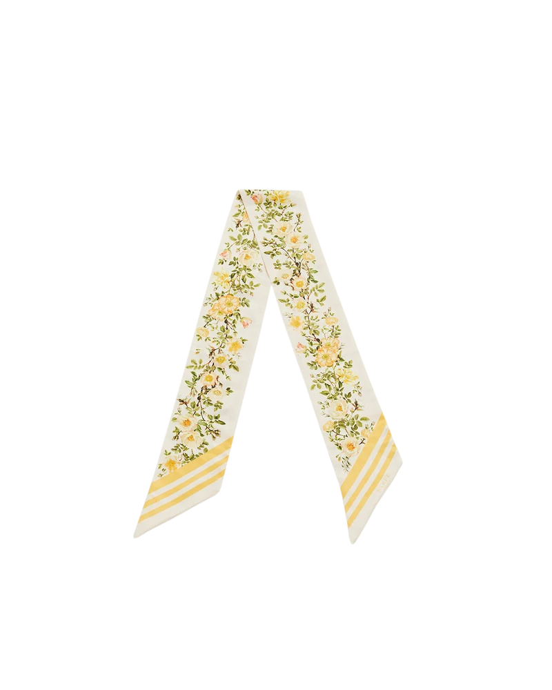 Cybele Floral Skinny Scarf in Yellow
