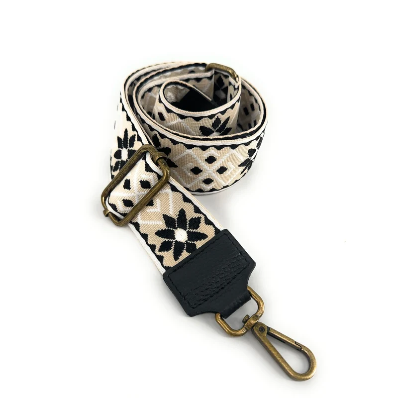 Bandoulière amovible FLORA laiton Beige et blanc