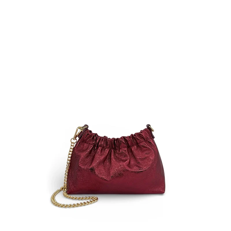 Sac pouch en cuir irisé LA POUCHINETTE Bordeaux