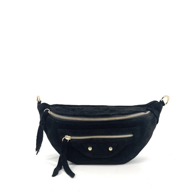 Sac banane en daim LOUKA Noir