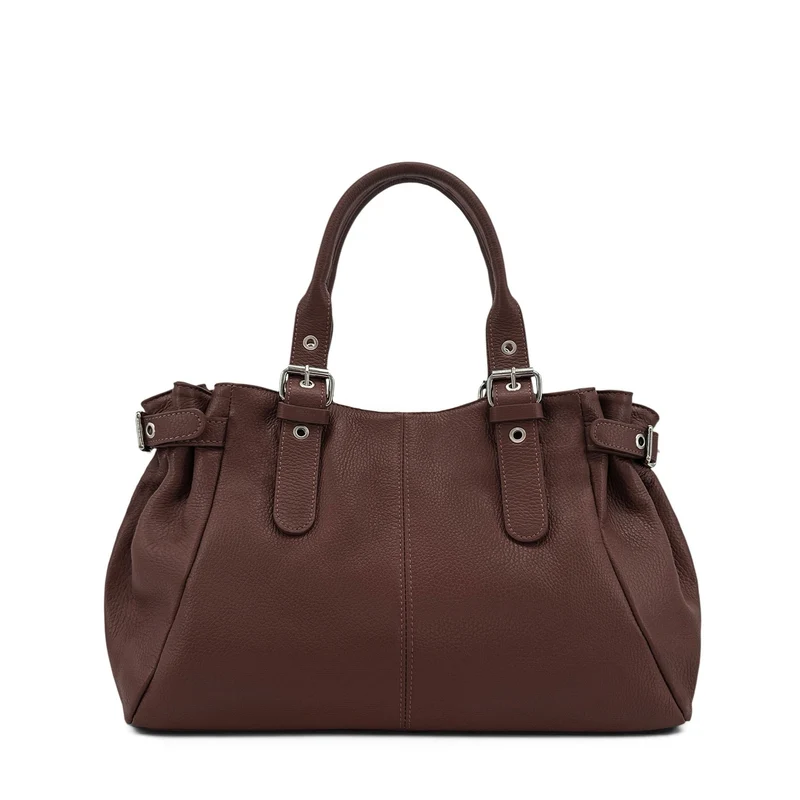 Sac bowling en cuir grainé NEW PRINCESS XL Marron chocolat