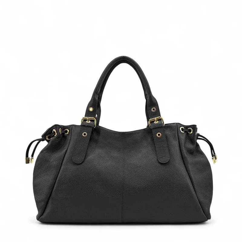 Sac bowling en cuir grainé PRINCESSE XL Noir