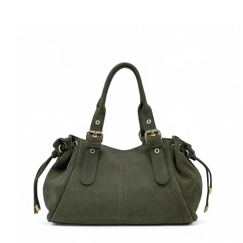 Sac bowling en daim PRINCESSE SUEDE Vert kaki