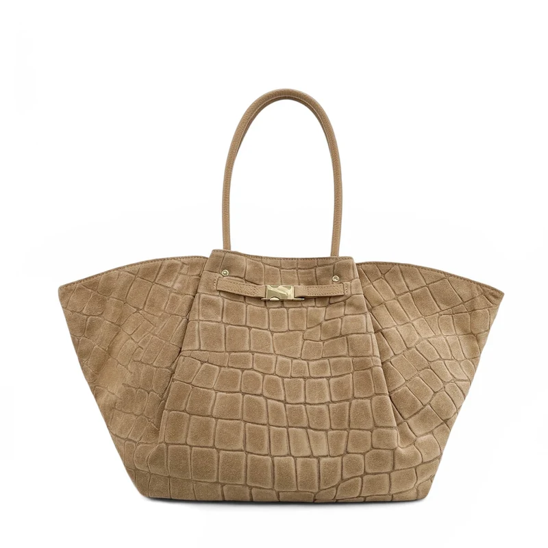 Sac cabas en cuir grainé et daim OFF CAMPUS Beige crème