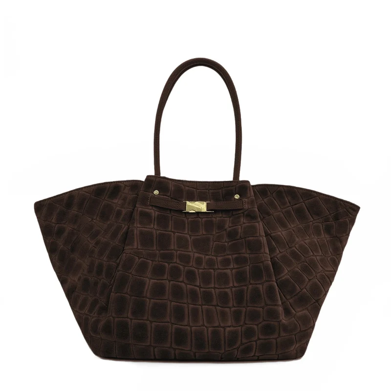 Sac cabas en cuir grainé et daim OFF CAMPUS Marron chocolat