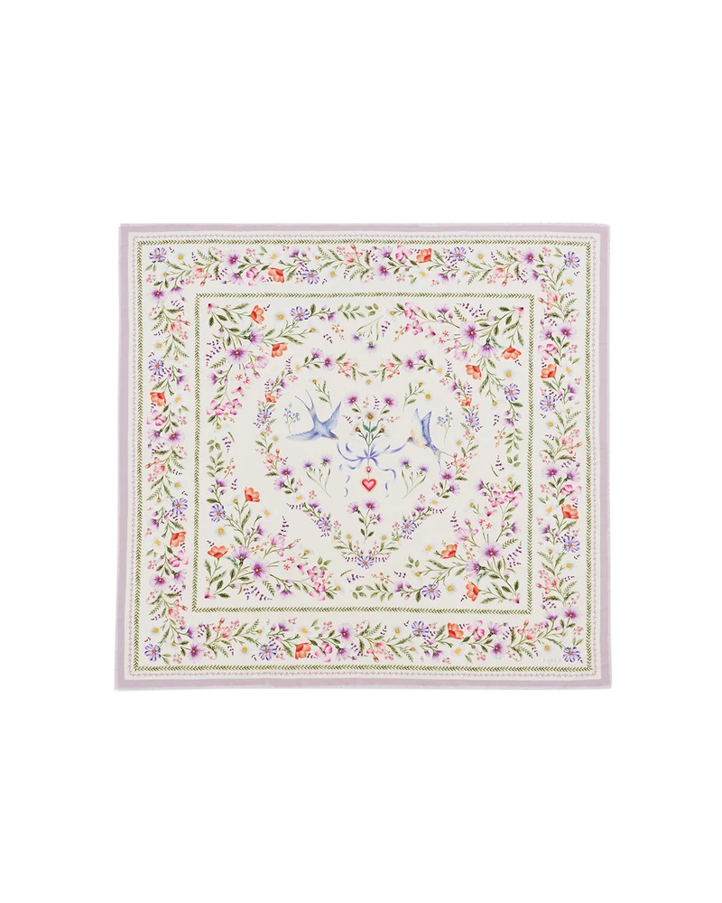 Forget Me Not Narrative Square Scarf in Cream