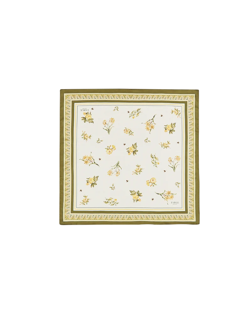 Nouveau Floral Square Scarf in Yellow