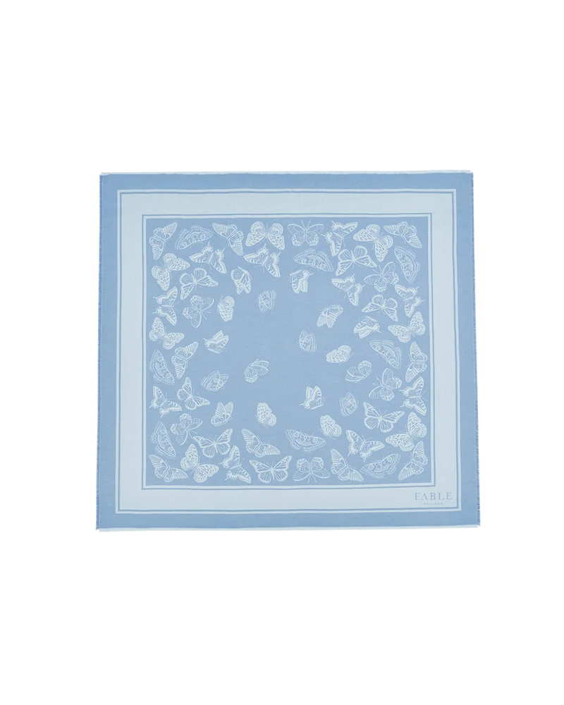 Butterfly Jacquard Square Scarf in Blue