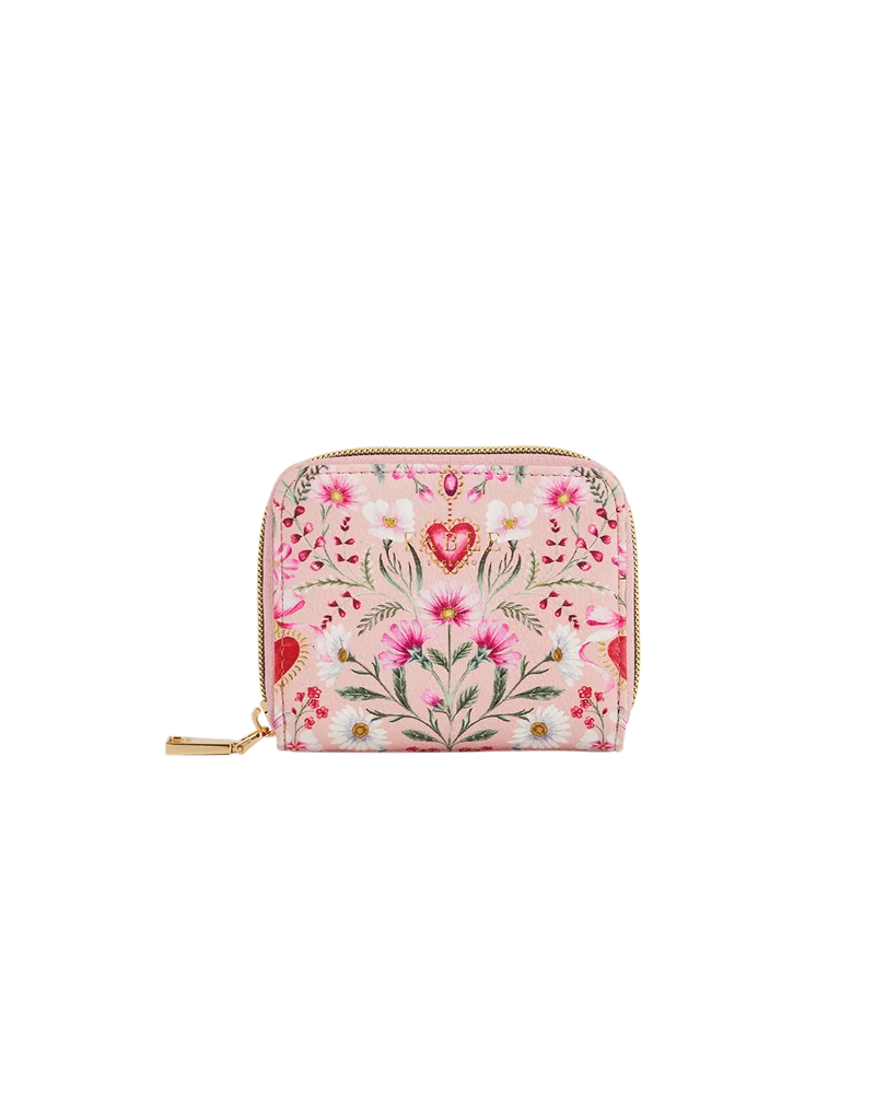 Penelope Pink Floral Heart Small Purse