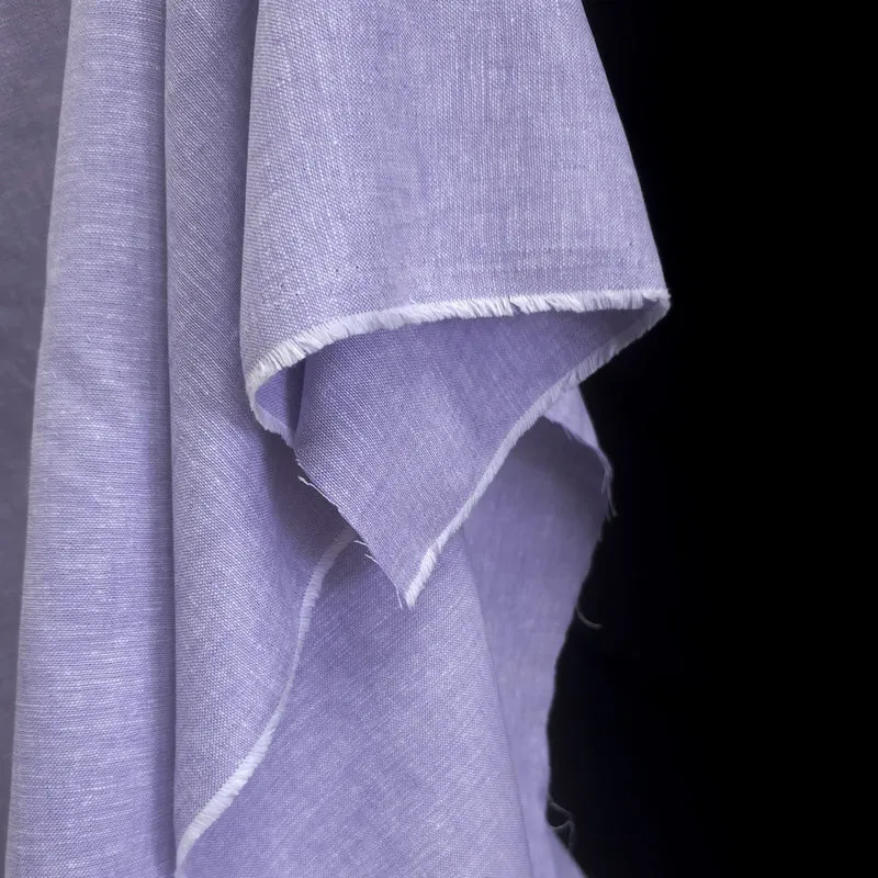 Mélange lin et coton tissé teint | Lilas | 140 cm | Fin de rouleau