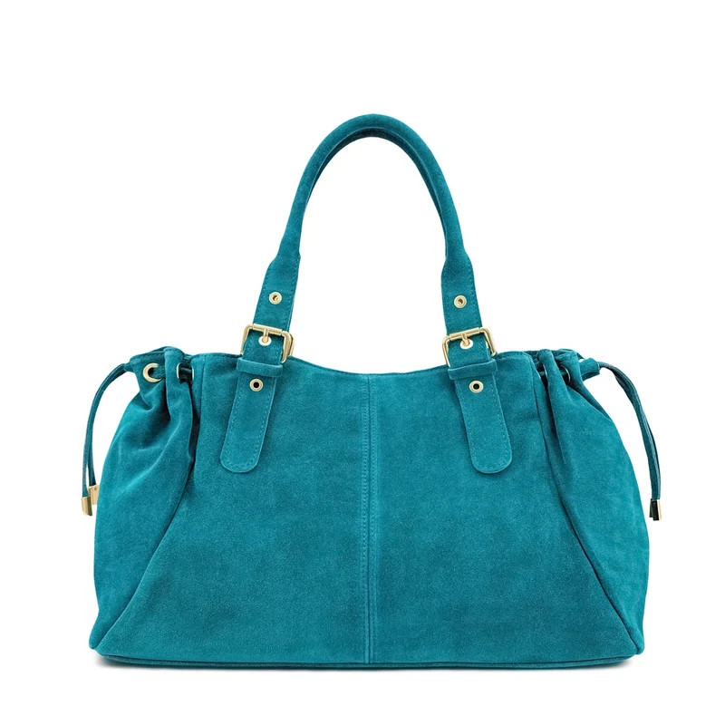 Sac bowling en daim PRINCESSE SUEDE XL Bleu turquoise