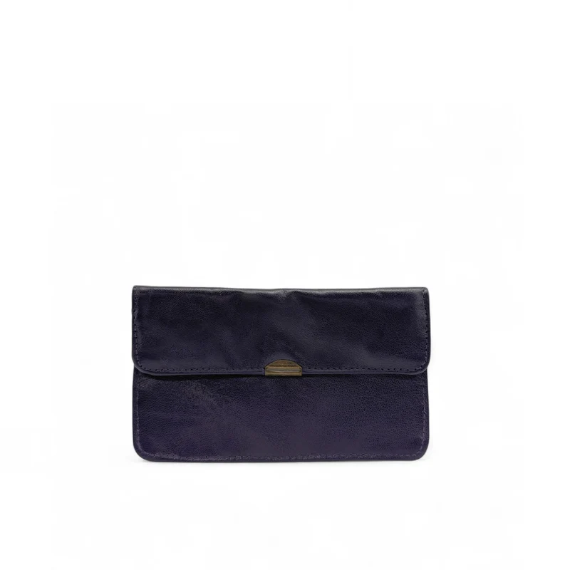 Pochette porte-monnaie en cuir lisse IMPRO Violet aubergine