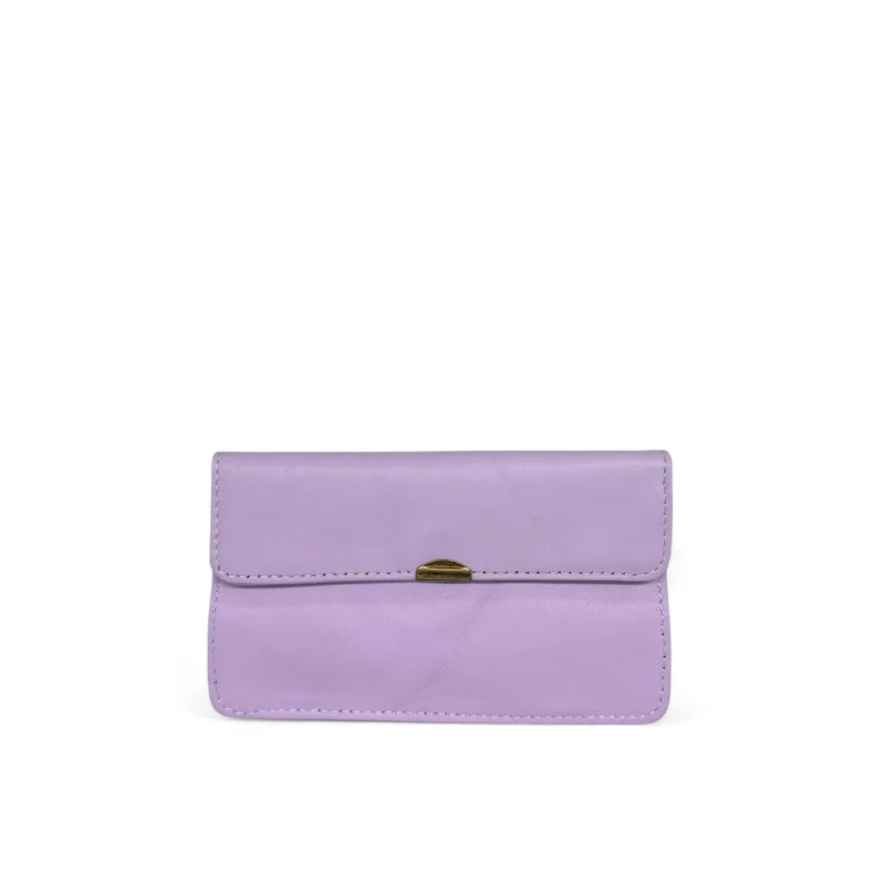 Pochette porte-monnaie en cuir lisse IMPRO Rose lilas