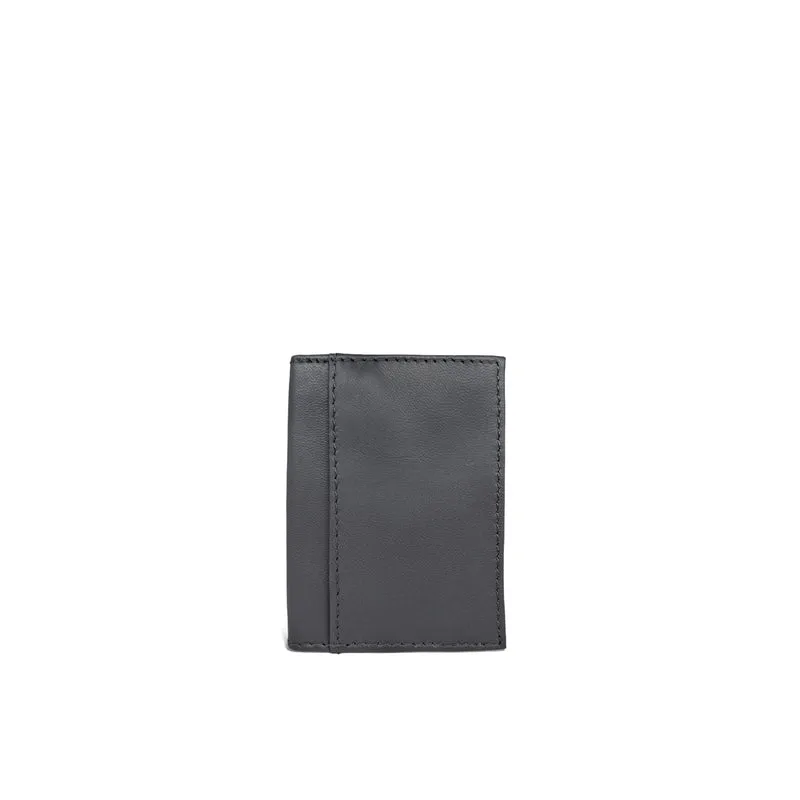 Porte-cartes en cuir lisse IMPRESSION Gris ardoise