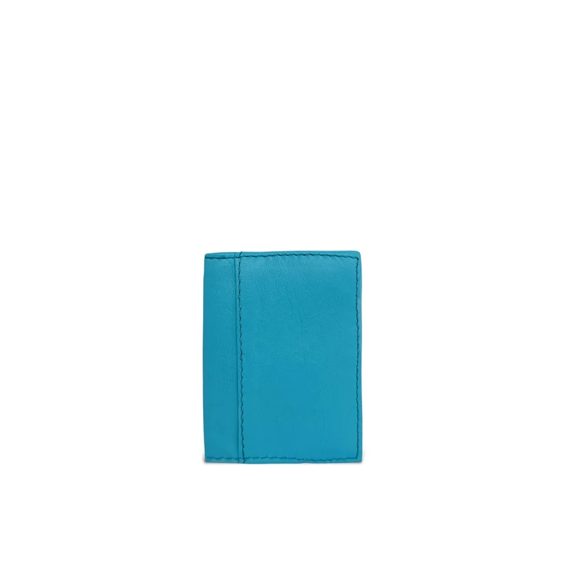 Porte-cartes en cuir lisse IMPRESSION Bleu turquoise