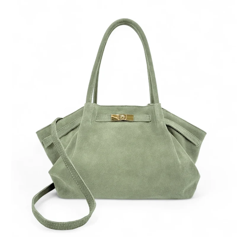 Sac cabas loose en daim ALANA Vert amande