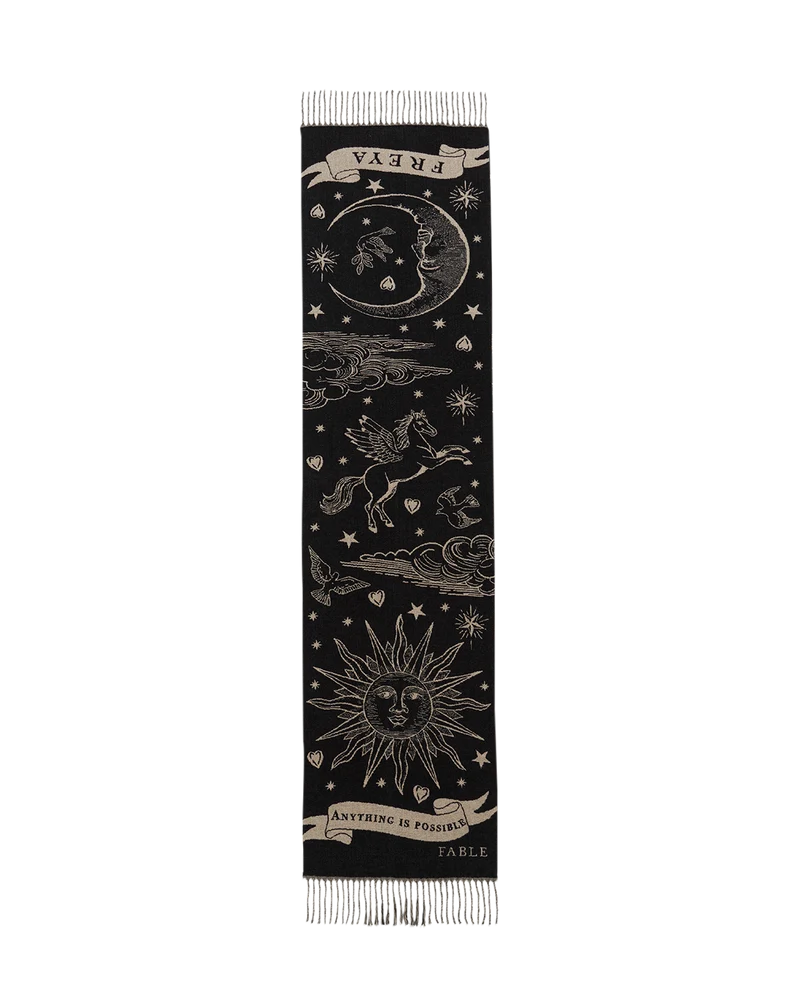 Freya Celestial Jacquard Scarf in Black