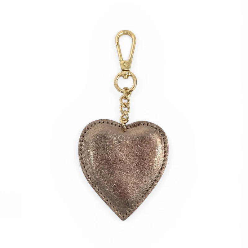 Porte-clés en cuir irisé COEUR Champagne