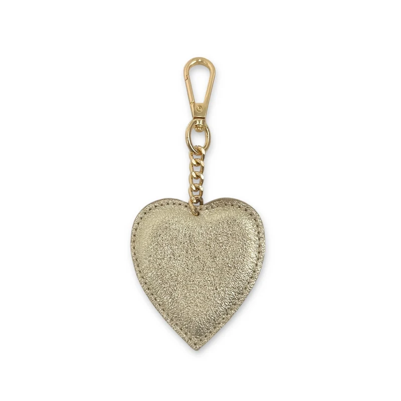 Porte-clés en cuir irisé COEUR Or pâle