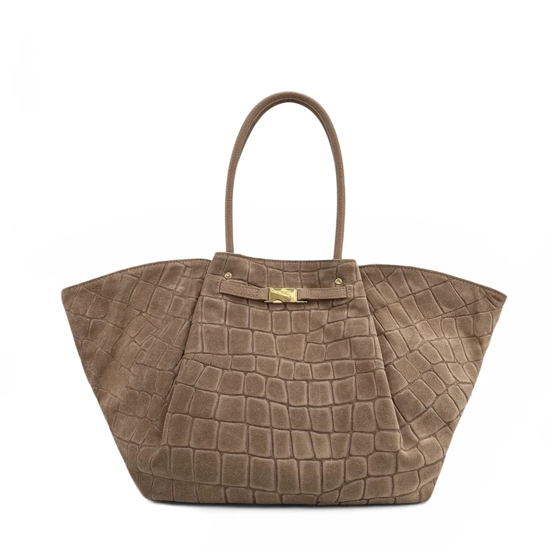 Sac cabas en cuir grainé et daim OFF CAMPUS Taupe