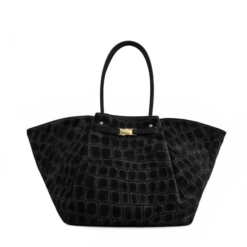 Sac cabas en cuir grainé et daim OFF CAMPUS Noir