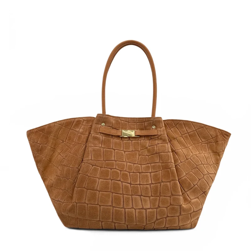 Sac cabas en cuir grainé et daim OFF CAMPUS Marron camel