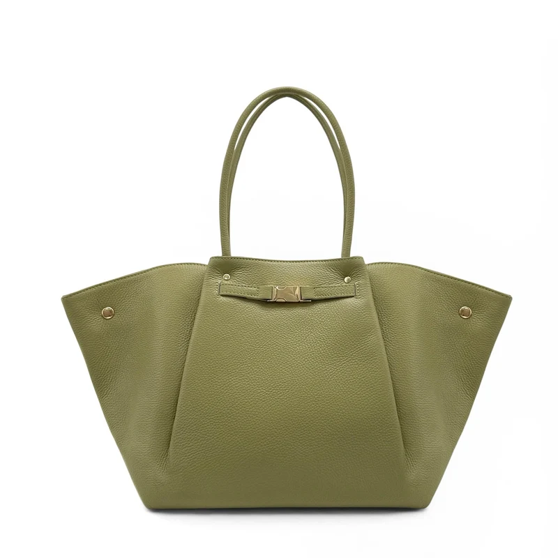 Sac cabas en cuir grainé CAMPUS Vert matcha latte