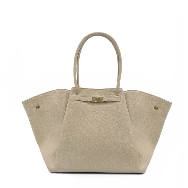 Sac cabas en cuir grainé CAMPUS Beige crème