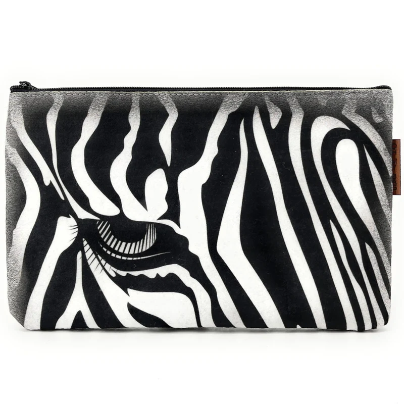 Trousse en feutrine écologique imprimée COLORFULL Gris clair