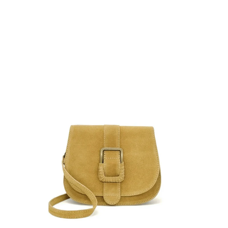 Sac besace en cuir daim ENID Soft jaune