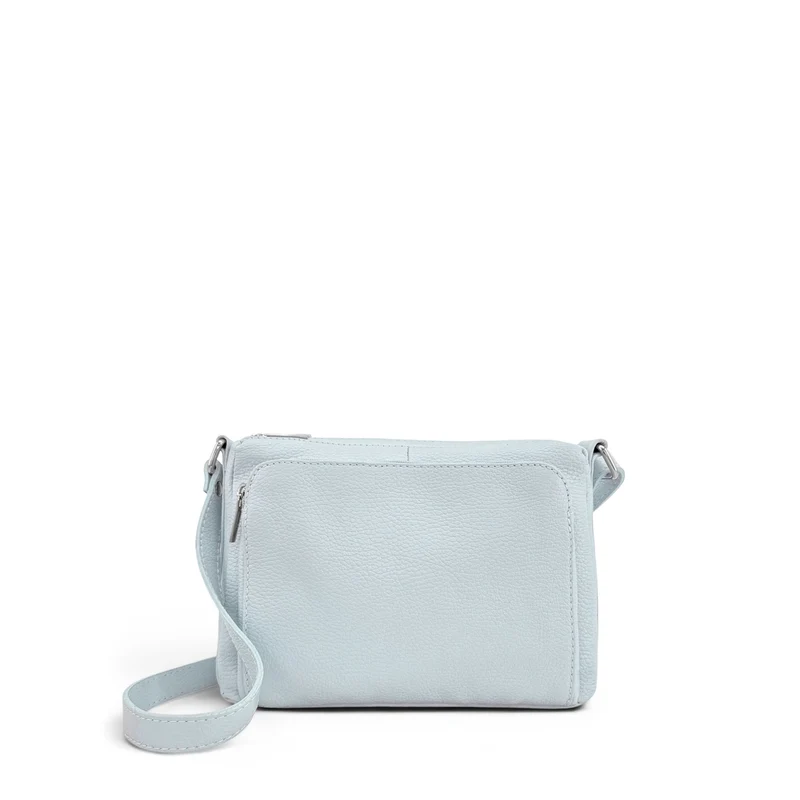 Sac trotteur à bandoulière en cuir grainé MANHATTAN Bleu pastel