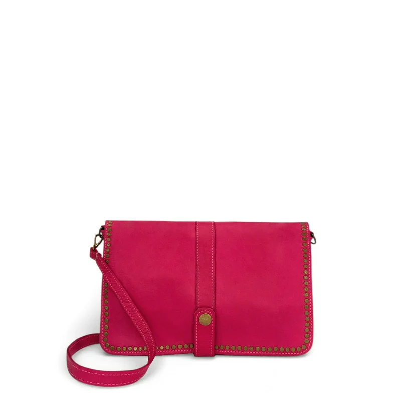 Sac besace en cuir vintage MISS K Rose fuchsia
