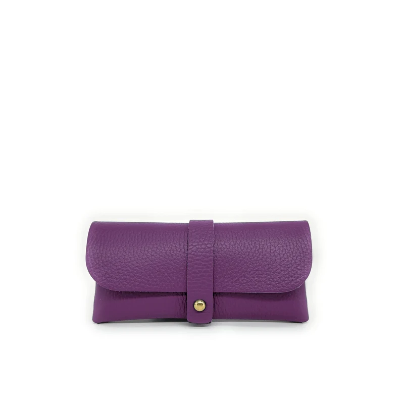 Etui à lunettes en cuir grainé LUMOS Violet