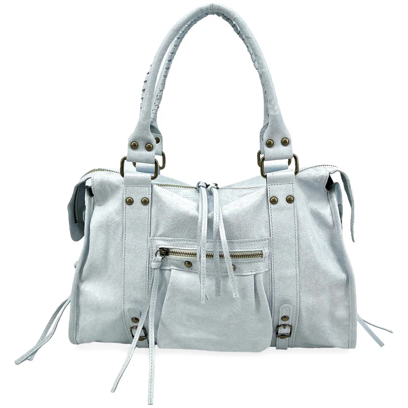 Sac à main en cuir brossé SANDSTORM Blanc nuage