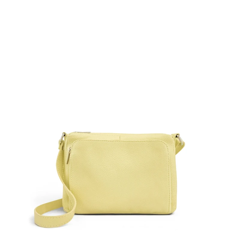 Sac trotteur à bandoulière en cuir grainé MANHATTAN Soft jaune