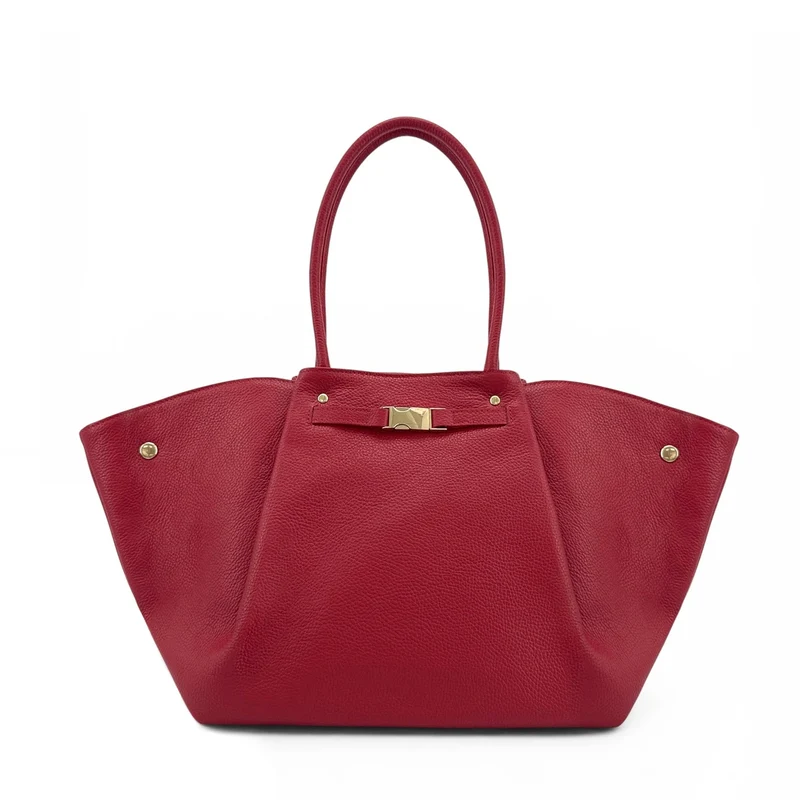 Sac cabas en cuir grainé CAMPUS Rouge intense