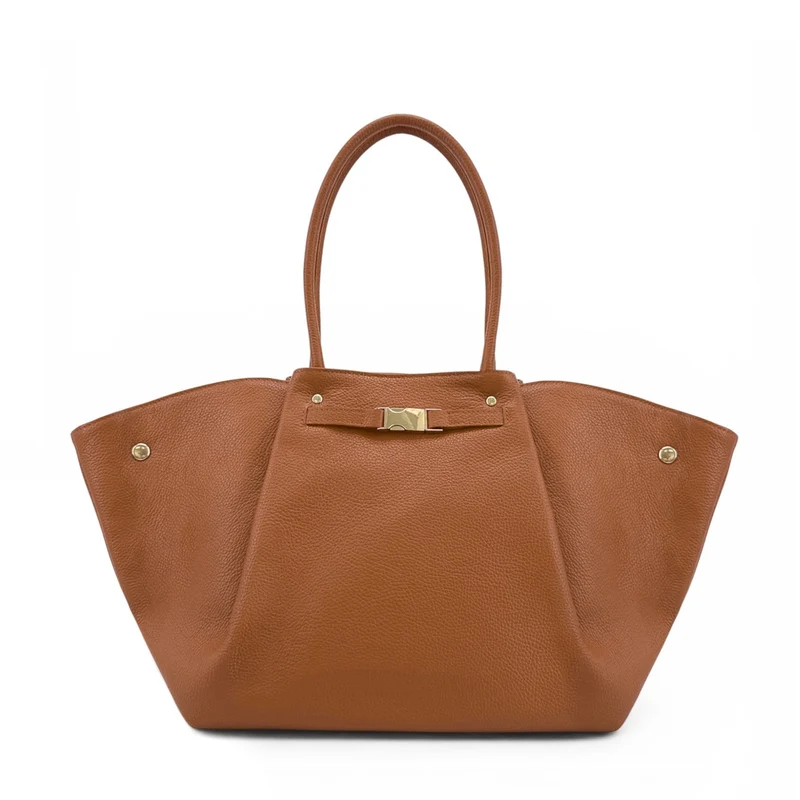 Sac cabas en cuir grainé CAMPUS Marron camel