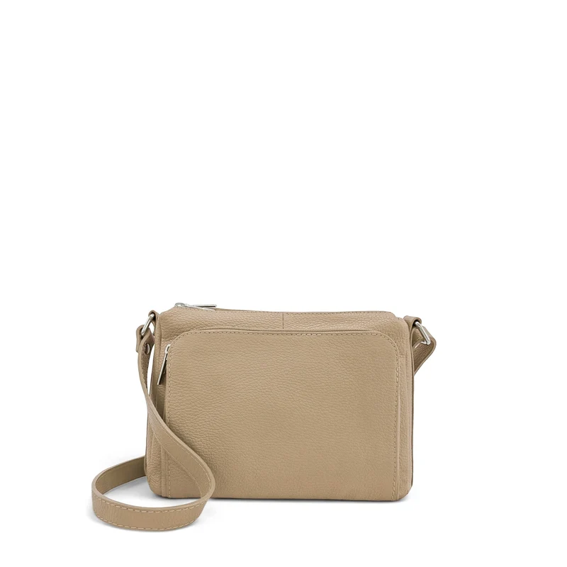 Sac trotteur à bandoulière en cuir grainé MANHATTAN Taupe