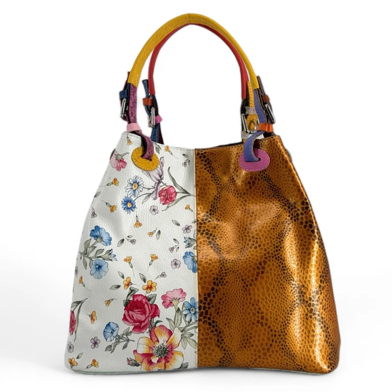 Sac à main trapèze en cuir à motifs UNIQ AKIRA 03 Multicolore