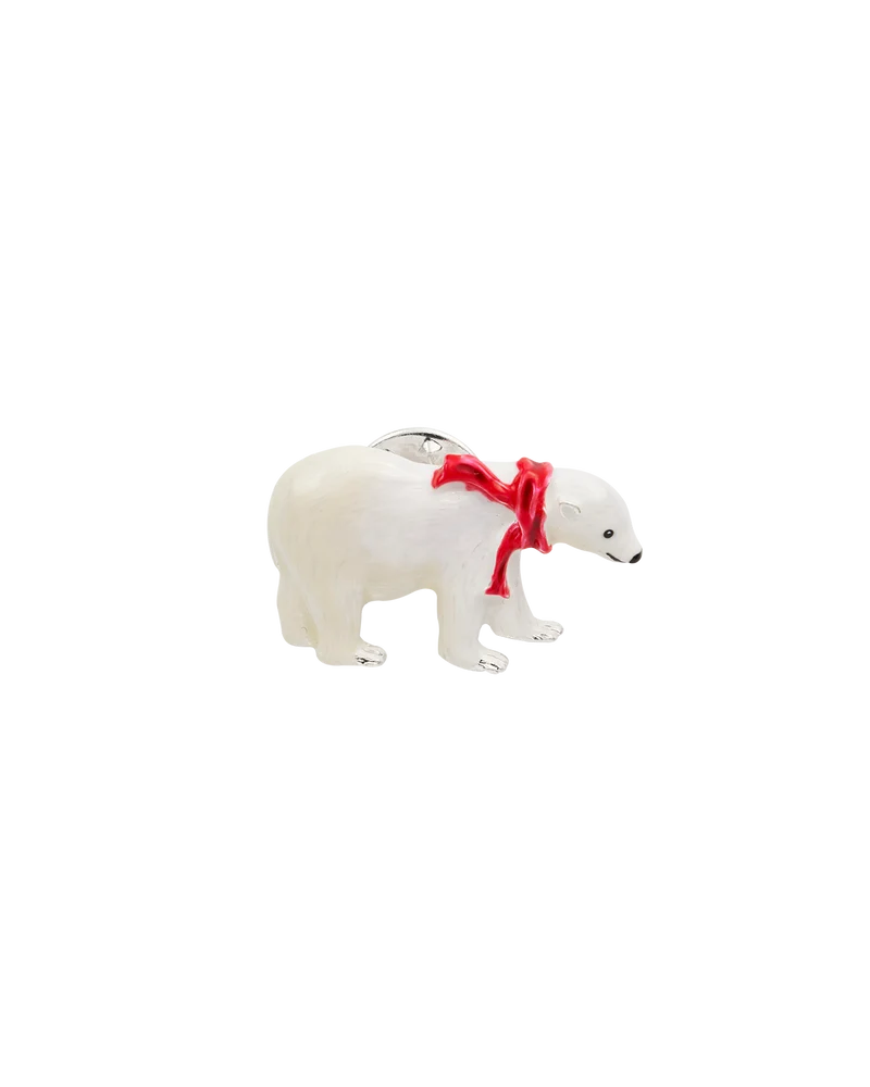 Cosy Polar Bear Silver-Plated Brooch