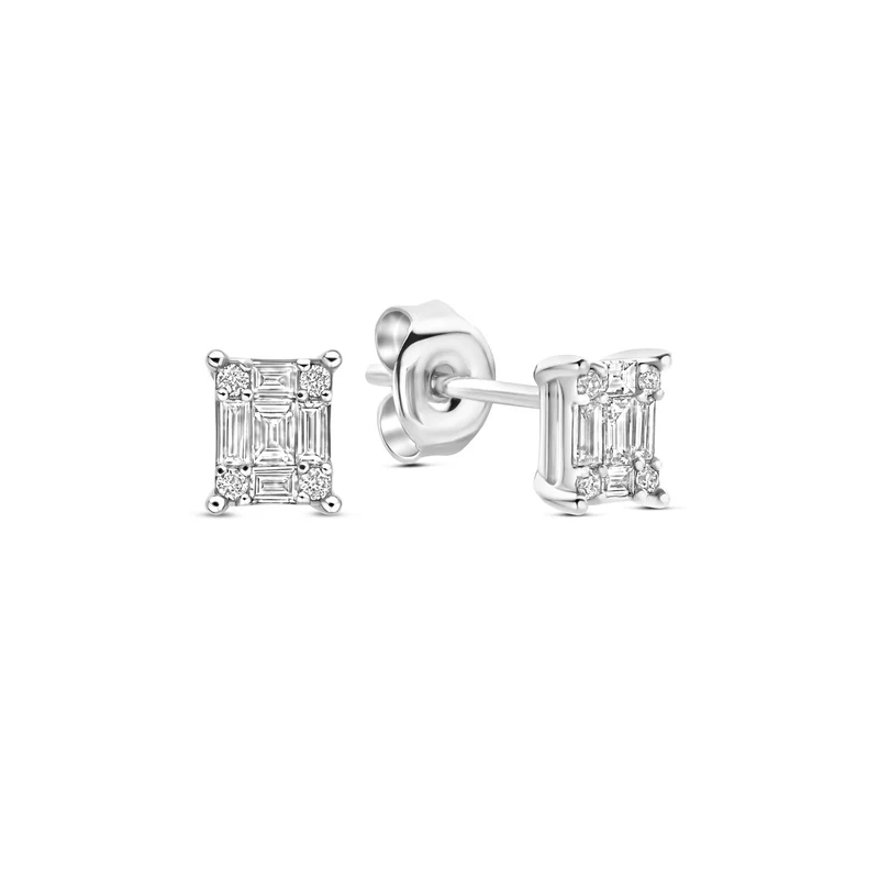 Isabel Bernard De la Paix Clous d'oreilles De la Paix Maxime en or blanc 14 carats avec diamant 0,22 carat IBD360031
