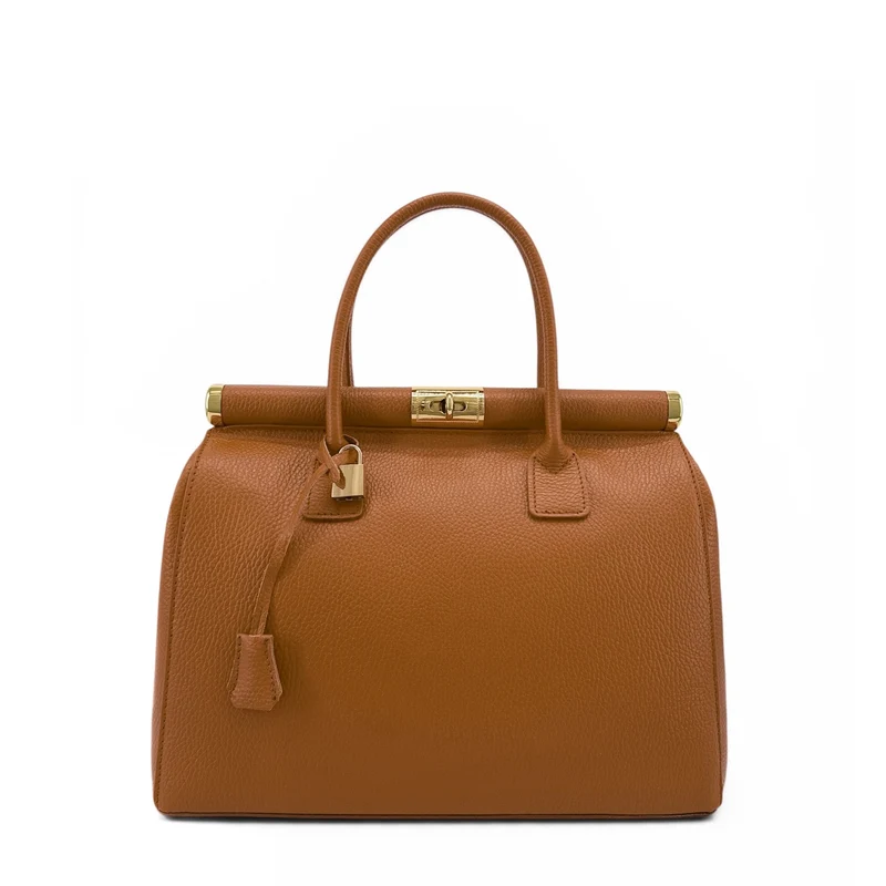 Sac à main en cuir grainé TROCADERO Marron cognac