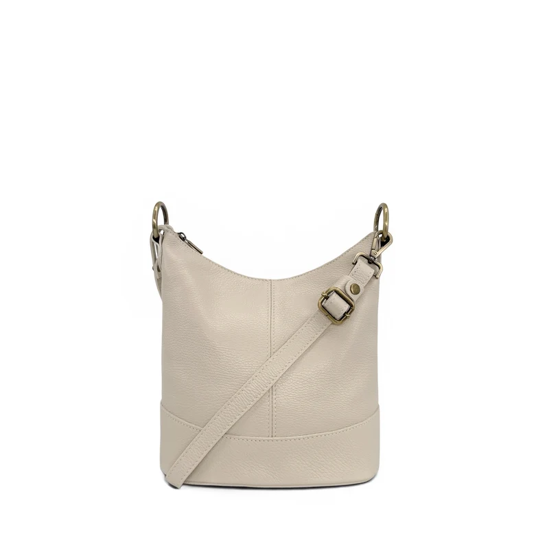 Sac seau à bandoulière en cuir grainé BEAUBOURG Beige crème