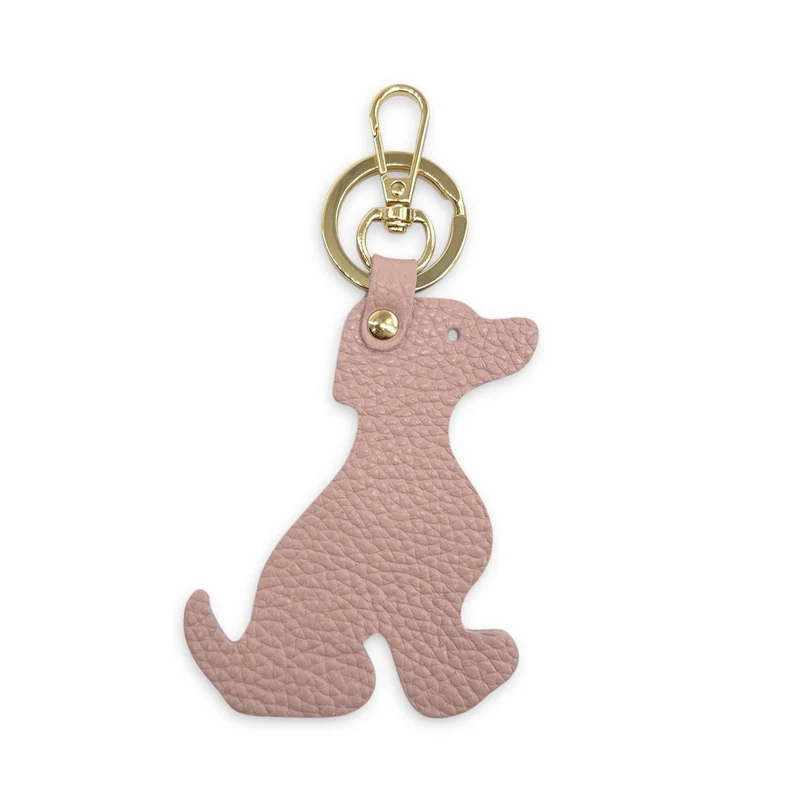 Porte-clés en cuir grainé HOT DOG Rose nude