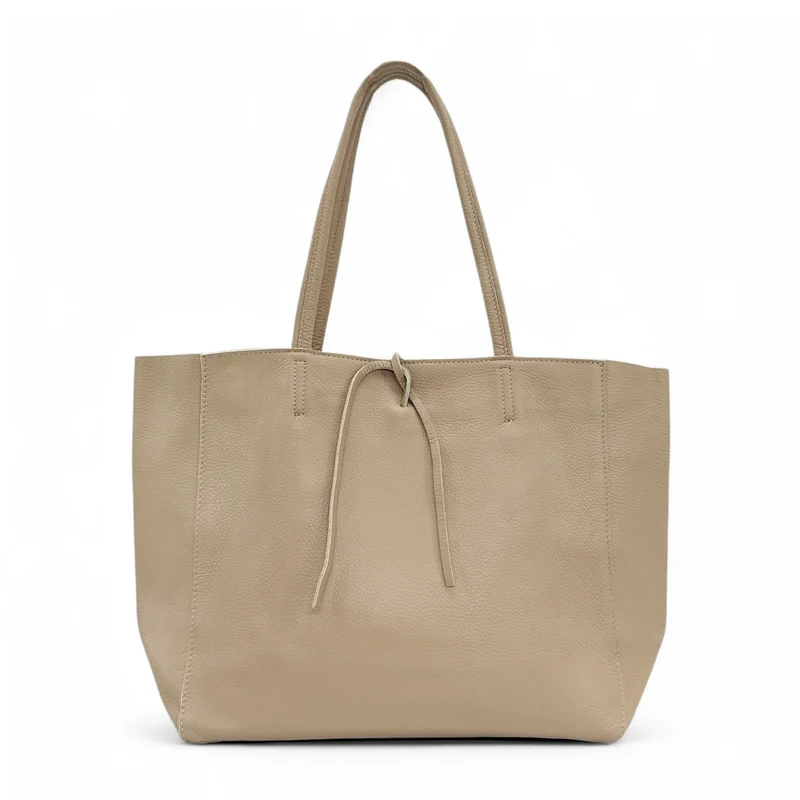 Sac cabas en cuir grainé HOBART Taupe
