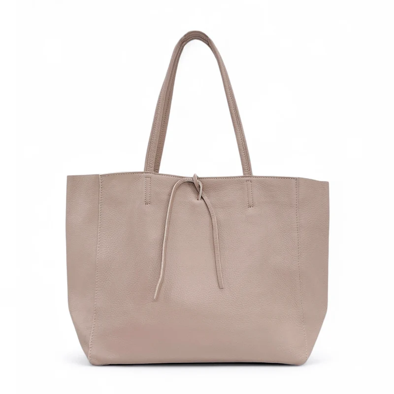 Sac cabas en cuir grainé HOBART Rose nude