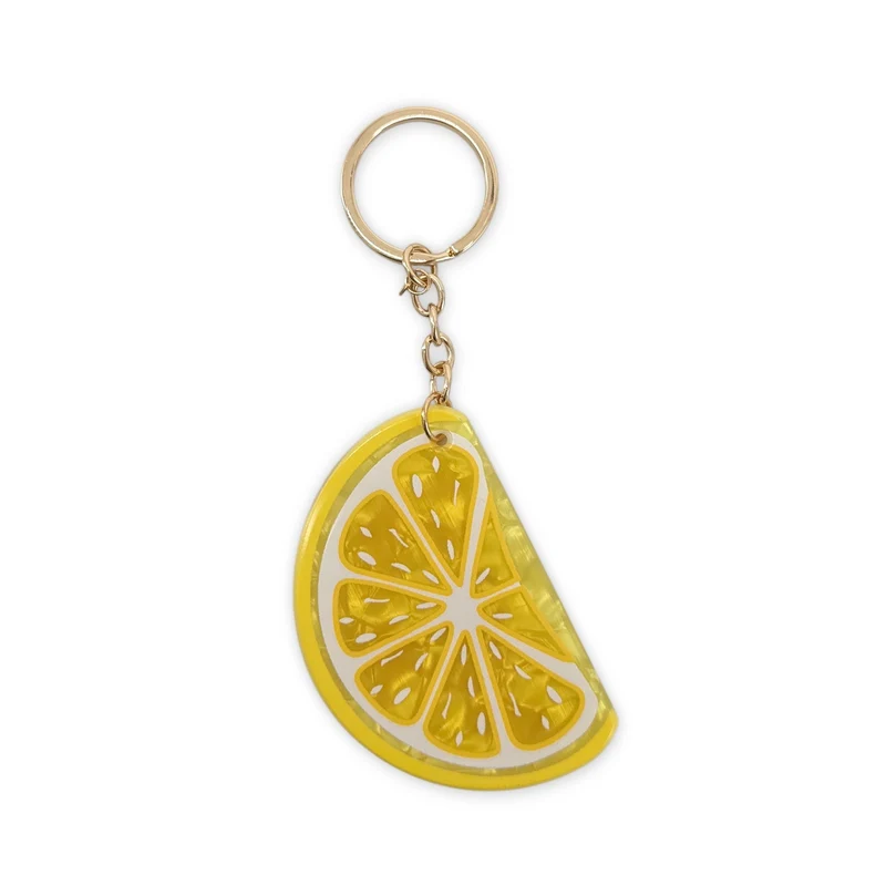 Porte-clés en métal et acrylique LEMON