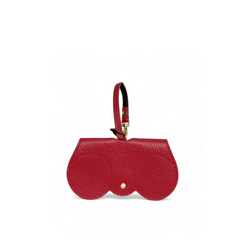 Etui à lunettes en cuir grainé PEANUT Rouge garance