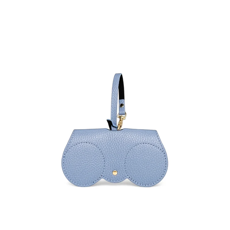 Etui à lunettes en cuir grainé PEANUT Bleu pastel
